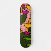 Skateboard Feuilles et fleurs tropicales abstraites (Devant)