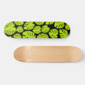 Skateboard Feuilles Monstera en Lime Vert et noir (Horz)