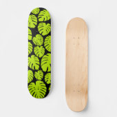 Skateboard Feuilles Monstera en Lime Vert et noir (Recto)