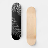 Skateboard Feuilles noirs et blancs (Recto)