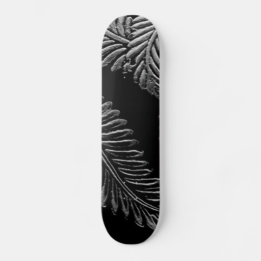 Skateboard Feuilles noirs et blancs (Recto)