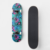 Skateboard Feuilles tropicaux bleu et rose (Recto)