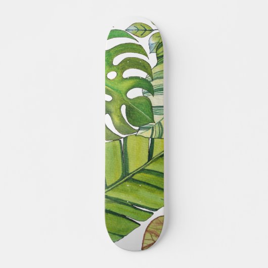 Skateboard Feuilles Tropicaux En Aquarelle (Devant)