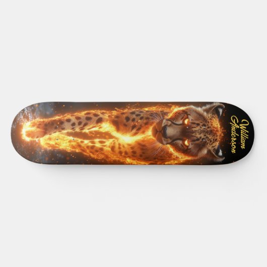 Skateboard Fiery Glowing Cheetah (Horz)
