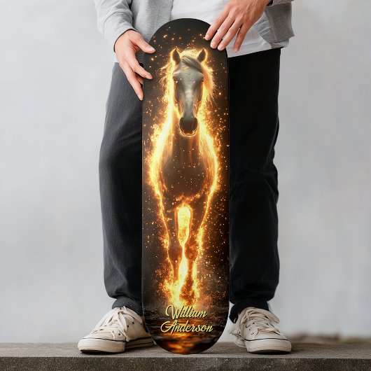 Skateboard Fiery Glowing Horse