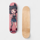 Skateboard Fille aux tatouages style cartoon (Recto)