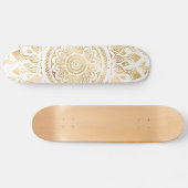 Skateboard Fille Blanc Mandala Or Floral (Horz)