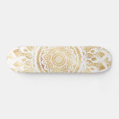 Skateboard Fille Blanc Mandala Or Floral (Horz)