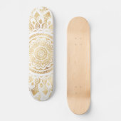 Skateboard Fille Blanc Mandala Or Floral (Recto)