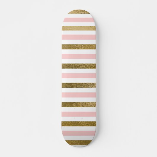 Skateboard Fille Blush Motif rose, blanc et or (Devant)