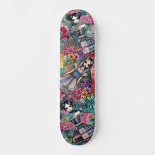 Skateboard Fille colorée Floral Urbain Street Art Inspiré