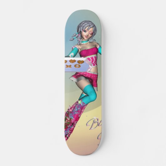 Skateboard Fille d'Anime avec la planche à roulettes de (Recto)