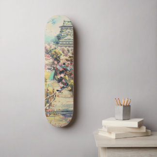 Skateboard Fille d'anime japonaise Japon Cerisier à fleurs