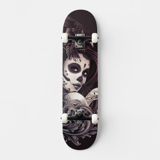 Skateboard Fille de crâne de sucre de style de tatouage avec (Recto)