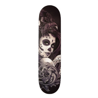 Skateboard Fille de crâne de sucre de style de tatouage avec