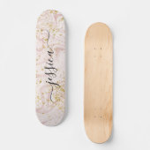 Skateboard Fille en marbre rose rousse or parties scintillant (Recto)