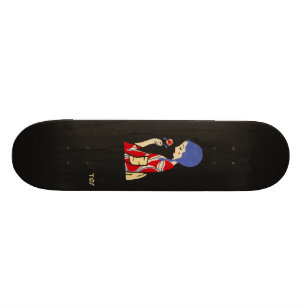 Skateboard Fille japonaise d'art de Toshio Ito avec la fleur
