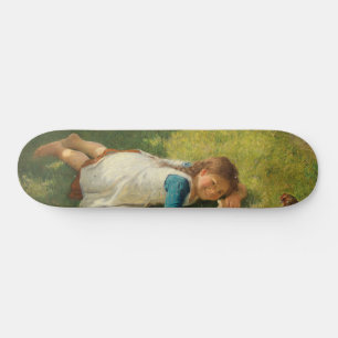 Skateboard Fille Jouer avec des poules (poule et poulet)