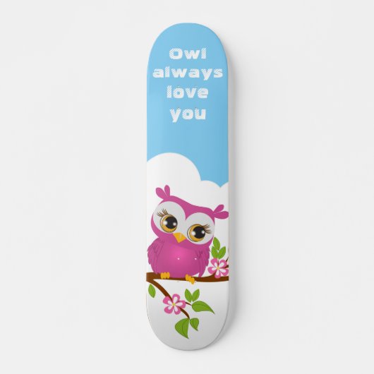 Skateboard Fille mignonne de hibou sur une planche à (Devant)