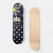 Skateboard Fille Mod Daisées et Pois avec le nom (Recto)