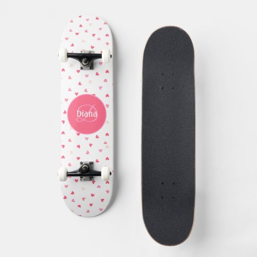 Skateboard Fille Monogramme mignon cornets avec nom (Recto)