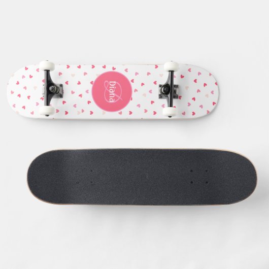 Skateboard Fille Monogramme mignon cornets avec nom (Horz)