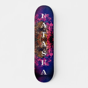 Skateboard Fille Noir et rose art abstrait sur
