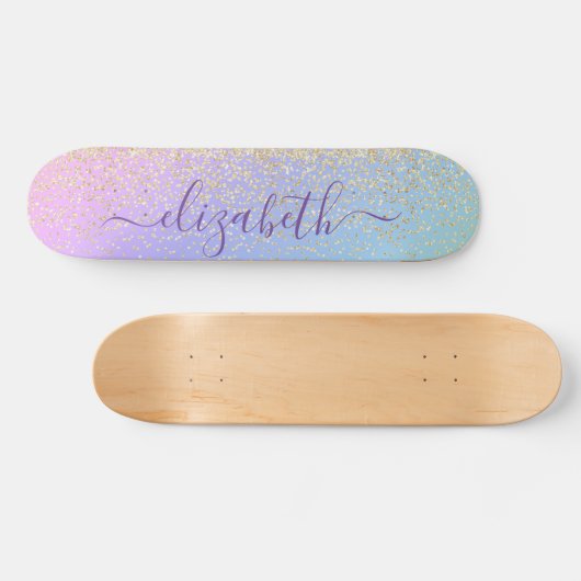 Skateboard Fille Parties scintillant Gold Confetti arc-en-cie (Horz)