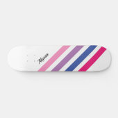Skateboard Fille personnalisée rose rayé (Horz)