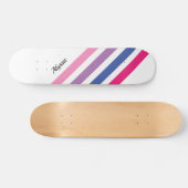 Skateboard Fille personnalisée rose rayé (Horz)