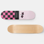 Skateboard Fille Pink and Black Checker Racing drapeaux et no (Horz)