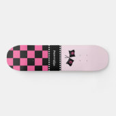 Skateboard Fille Pink and Black Checker Racing drapeaux et no (Horz)