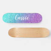 Skateboard Fille sirène violet parties scintillant chic turqu (Horz)