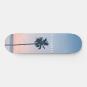 Skateboard Fille tropicale Nom Pink Blue Palm Tree coucher de (Horz)