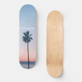 Skateboard Fille tropicale Nom Pink Blue Palm Tree coucher de (Recto)