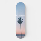 Skateboard Fille tropicale Nom Pink Blue Palm Tree coucher de (Recto)