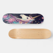 Skateboard Fille Unicorne Arc-en couleurs Floral (Horz)