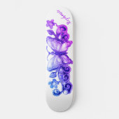Skateboard Filles papillon floral personnalisé (Recto)