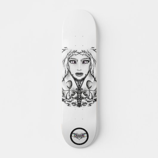 Skateboard Fine line art drawing of Animalia with animals (Devant)