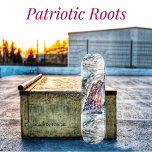 Skateboard Fireworks Backdrop II Skate<br><div class="desc">Feu d'artifice éclatant de fusées explosives,  soulignant ce symbole,  d'une vague,  drapeau américain,  affichant,  sprays colorés de ; rouge,  blanc,  bleu,  gris,  argent,  jaune,  vert,  et violet-contre un crépuscule,  ciel.</div>