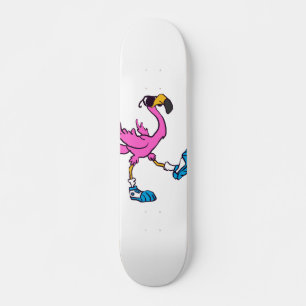 Skateboard Flamant rose amusant avec des lunettes de soleil  