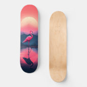 Skateboard Flamant rose de coucher de soleil moderne et lumin (Recto)