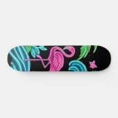 Skateboard Flamant rose de néon tropical (Horz)