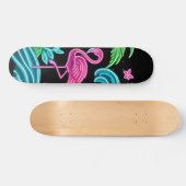 Skateboard Flamant rose de néon tropical (Horz)