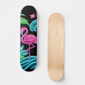 Skateboard Flamant rose de néon tropical (Recto)