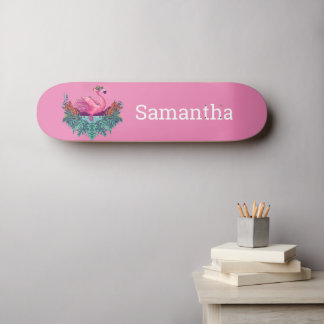 Skateboard Flamant rose de Parties scintillant rose skateboar