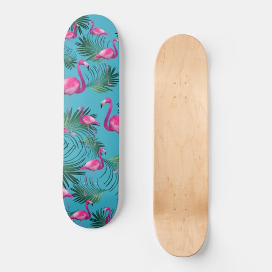 Skateboard Flamant rose d'été Palm Vibes #2 (Recto)
