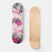 Skateboard Flamant rose Hibiscus Jungle Siesta #2 #tropical (Recto)