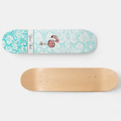 Skateboard Flamant rose mignon de bande dessinée (Horz)