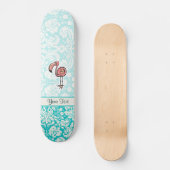 Skateboard Flamant rose mignon de bande dessinée (Recto)